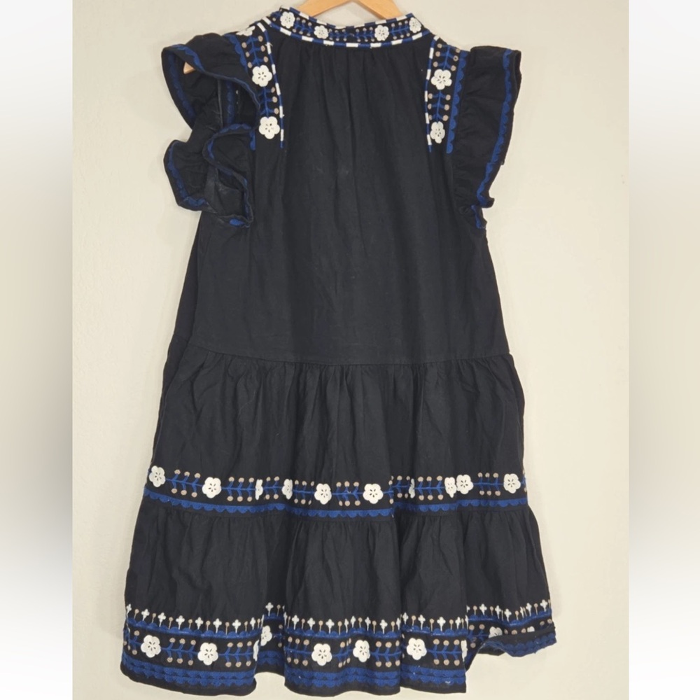 Sea New York  Shaina Embroidery Flutter Sleeve Dress in Navy Size S Deodorant - Picture 2 of 9